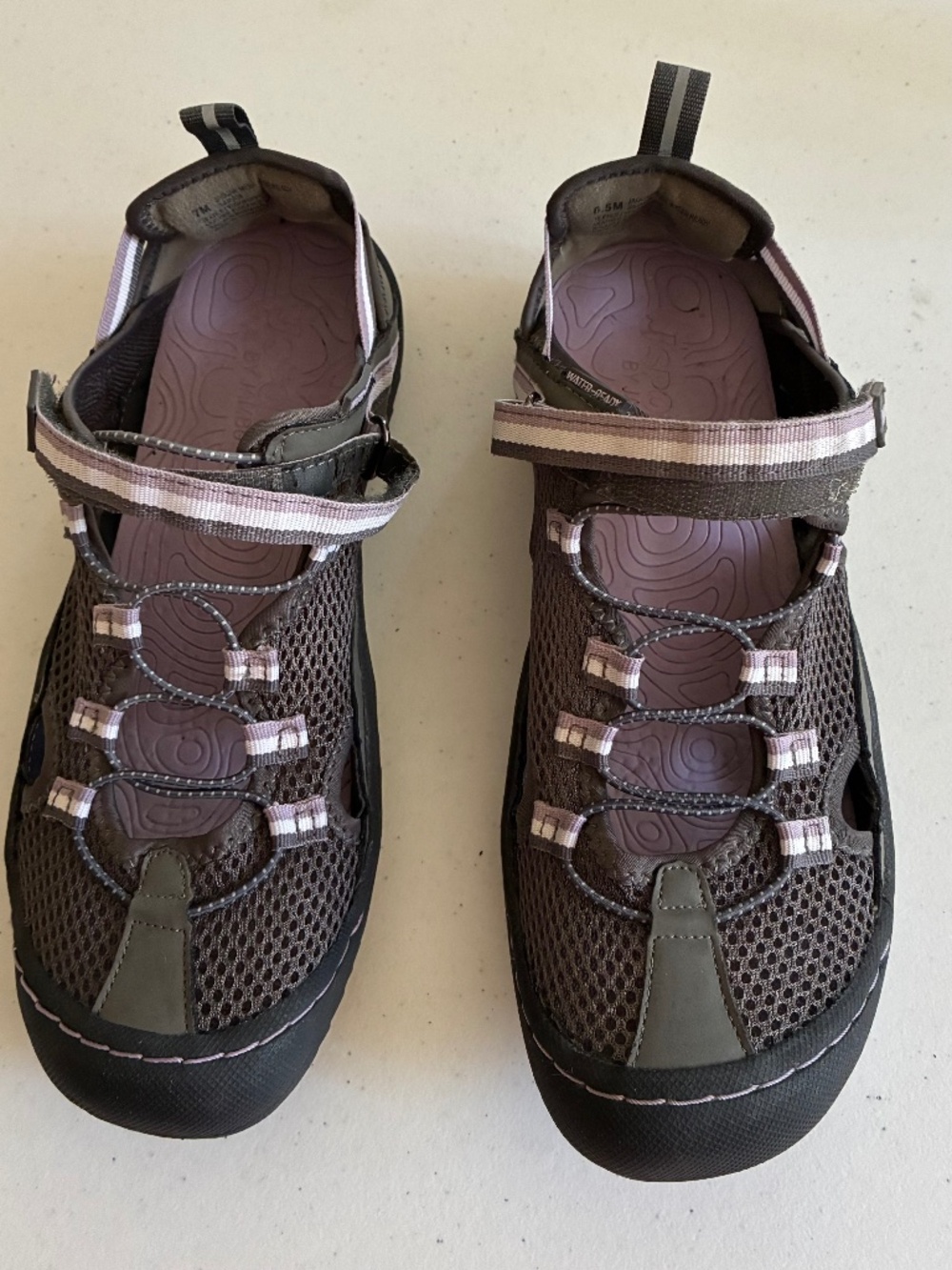 Women's JBU Closed Toe Grey, Mesh, Ankle Strap, Flat Shoes Size 6.5